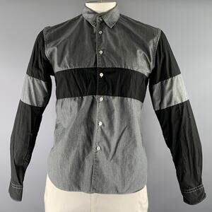 COMME des GARCONS SHIRT Size L Grey Black Color Block Long Sleeve Shirt